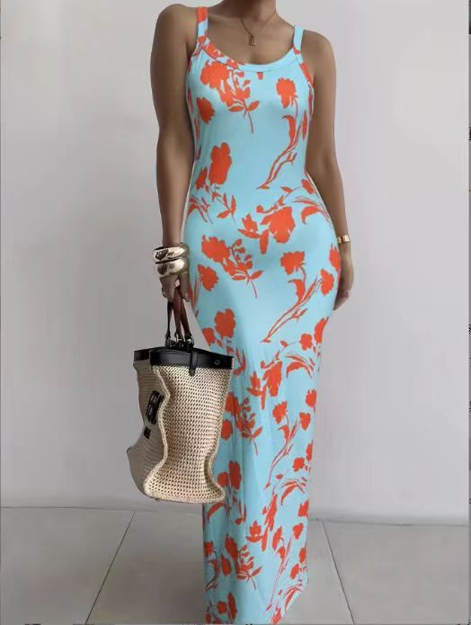 Summer New Style White Suspender Slim Fit Skinny Long Dress