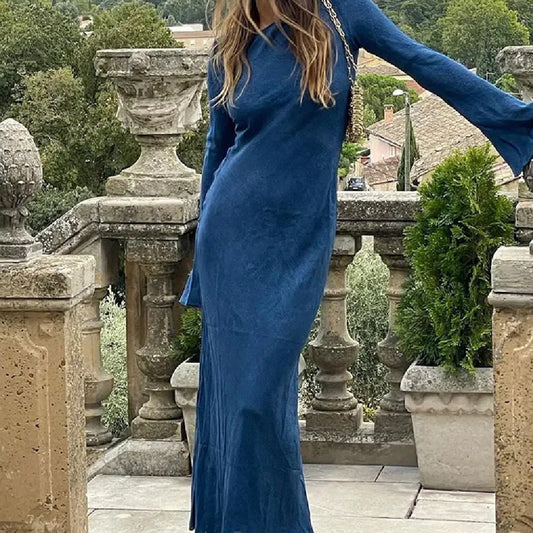 Women's Bell Sleeve Slim-fit Elegant Style Dress